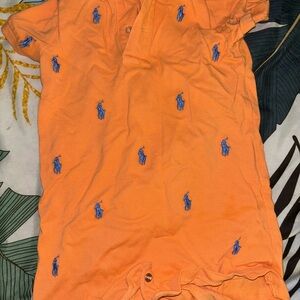 Polo by Ralph Lauren Orange and Blue Kids Bodysuit